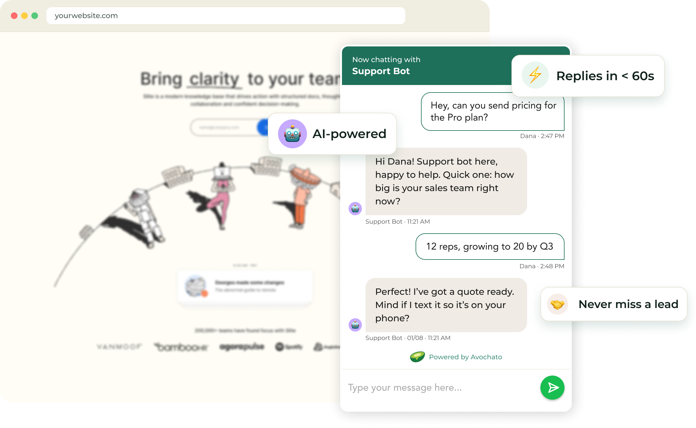 Live chat widget hero
