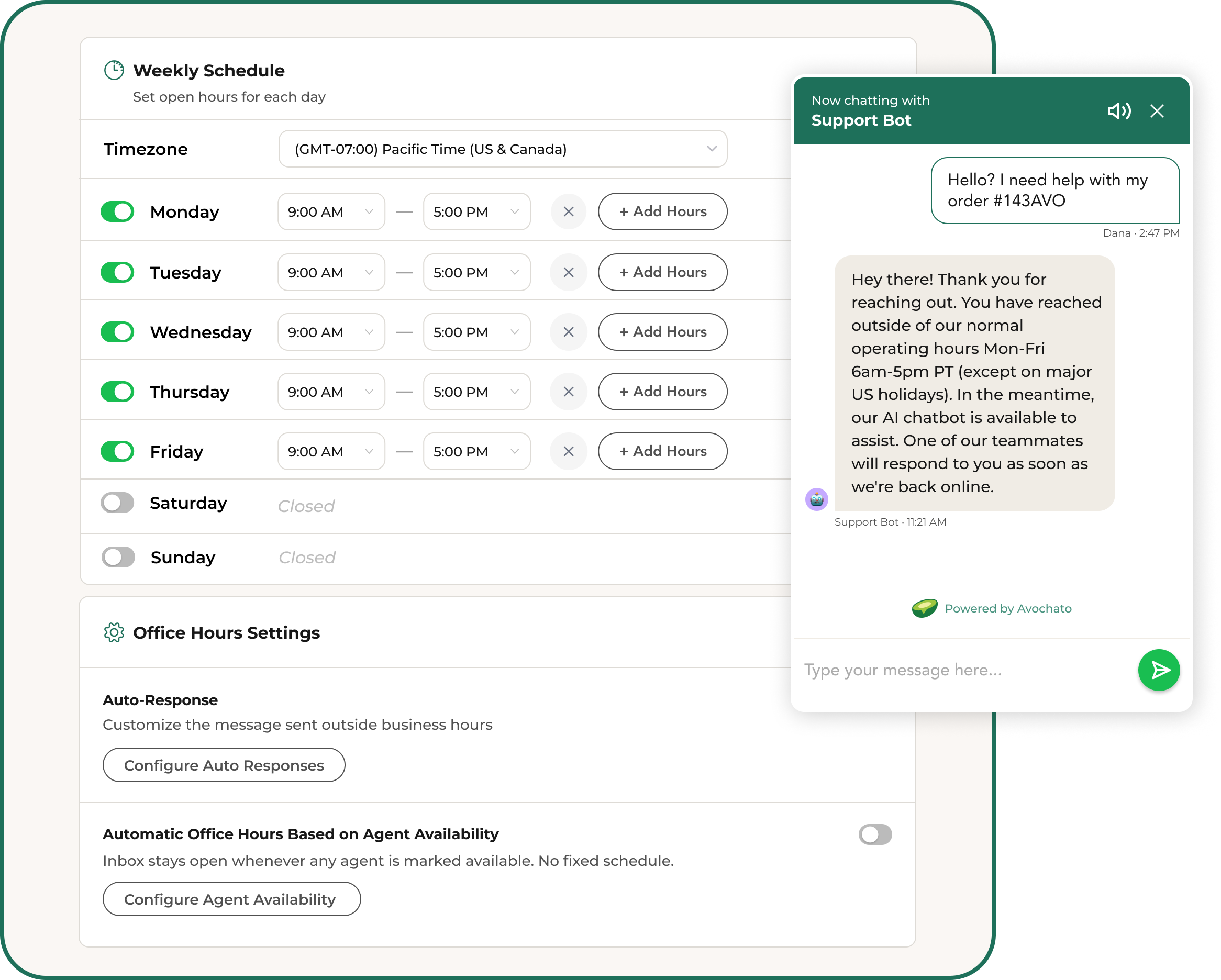 Smart office hours configuration