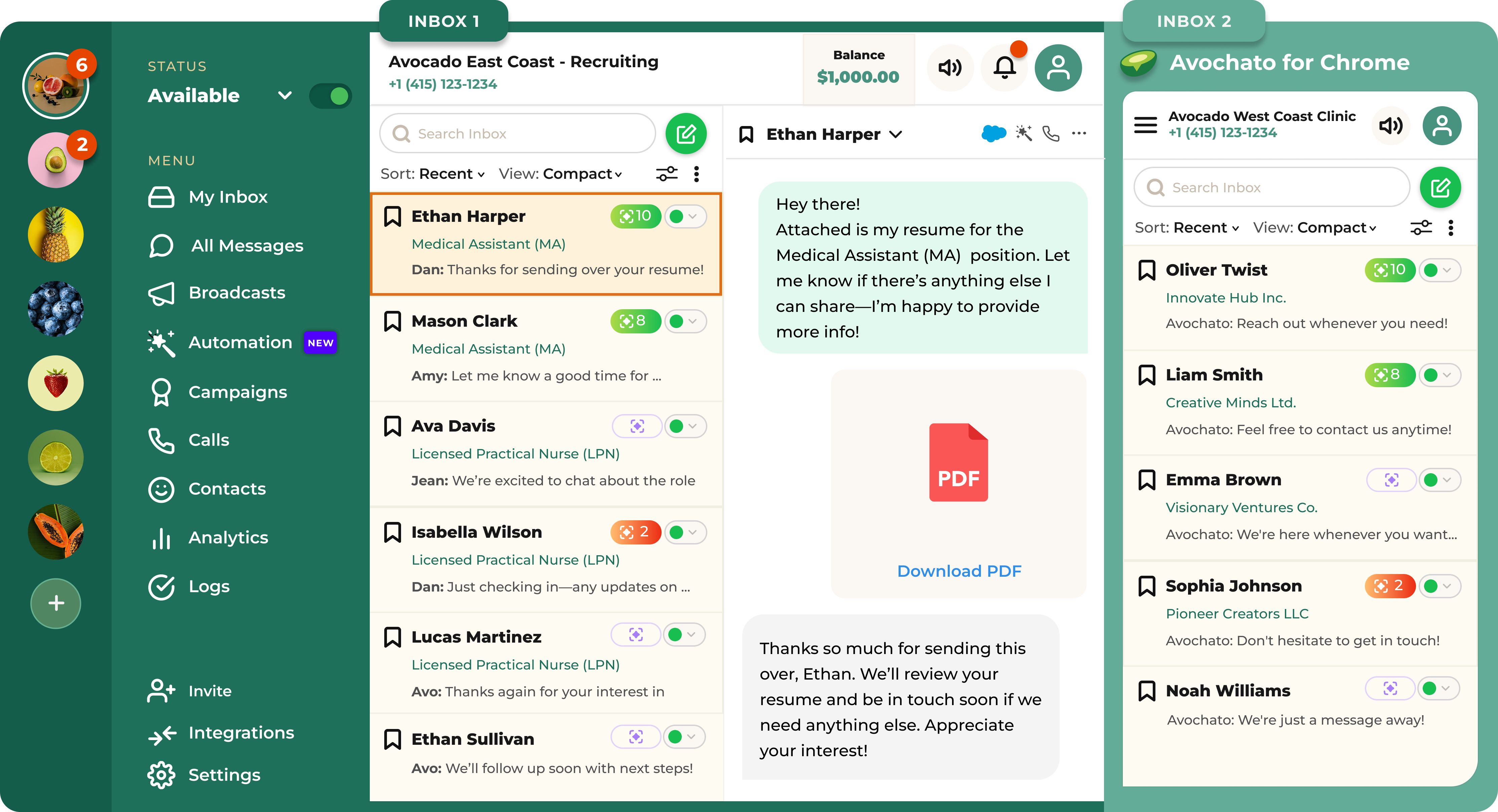 Multiple inboxes example