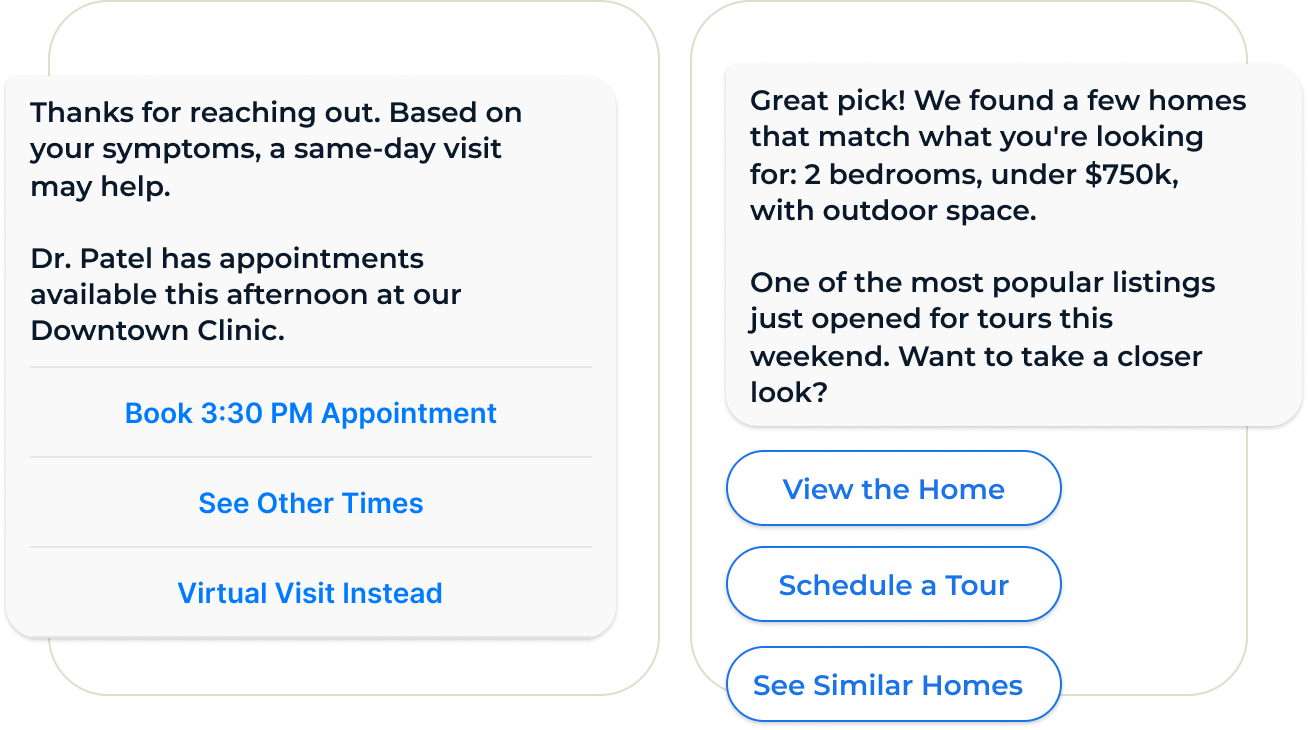 RCS interactive buttons and suggested replies