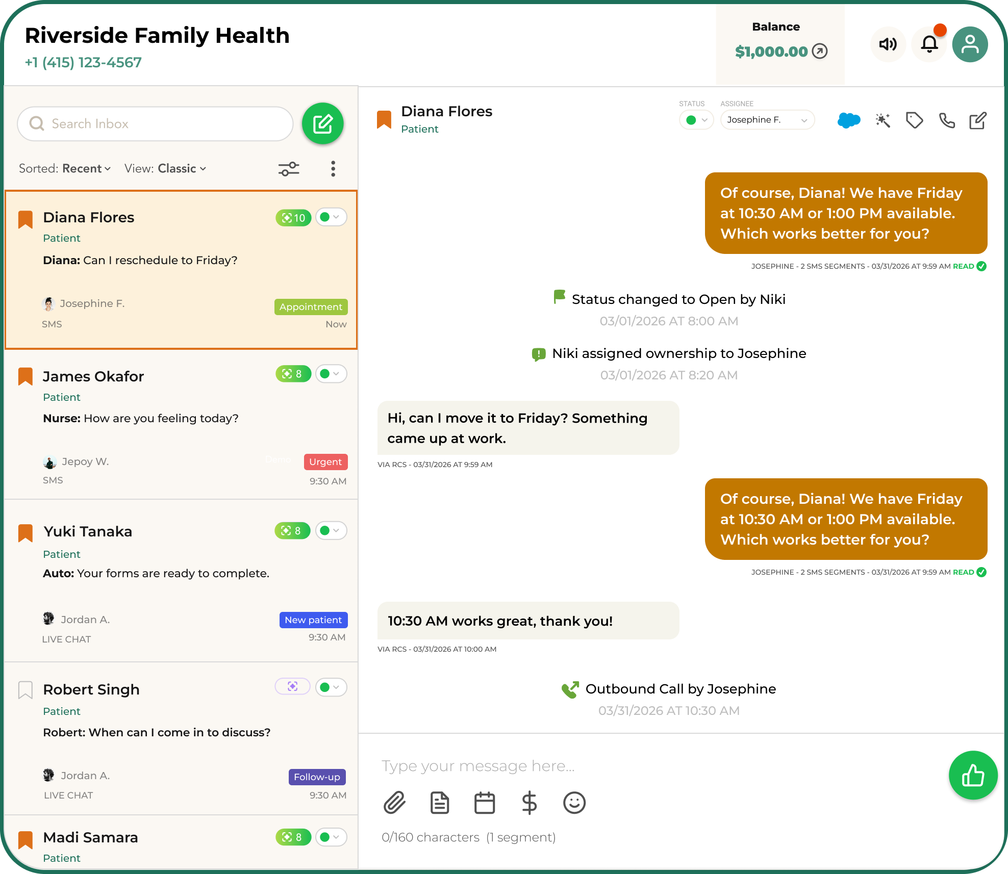 98% open rate messaging