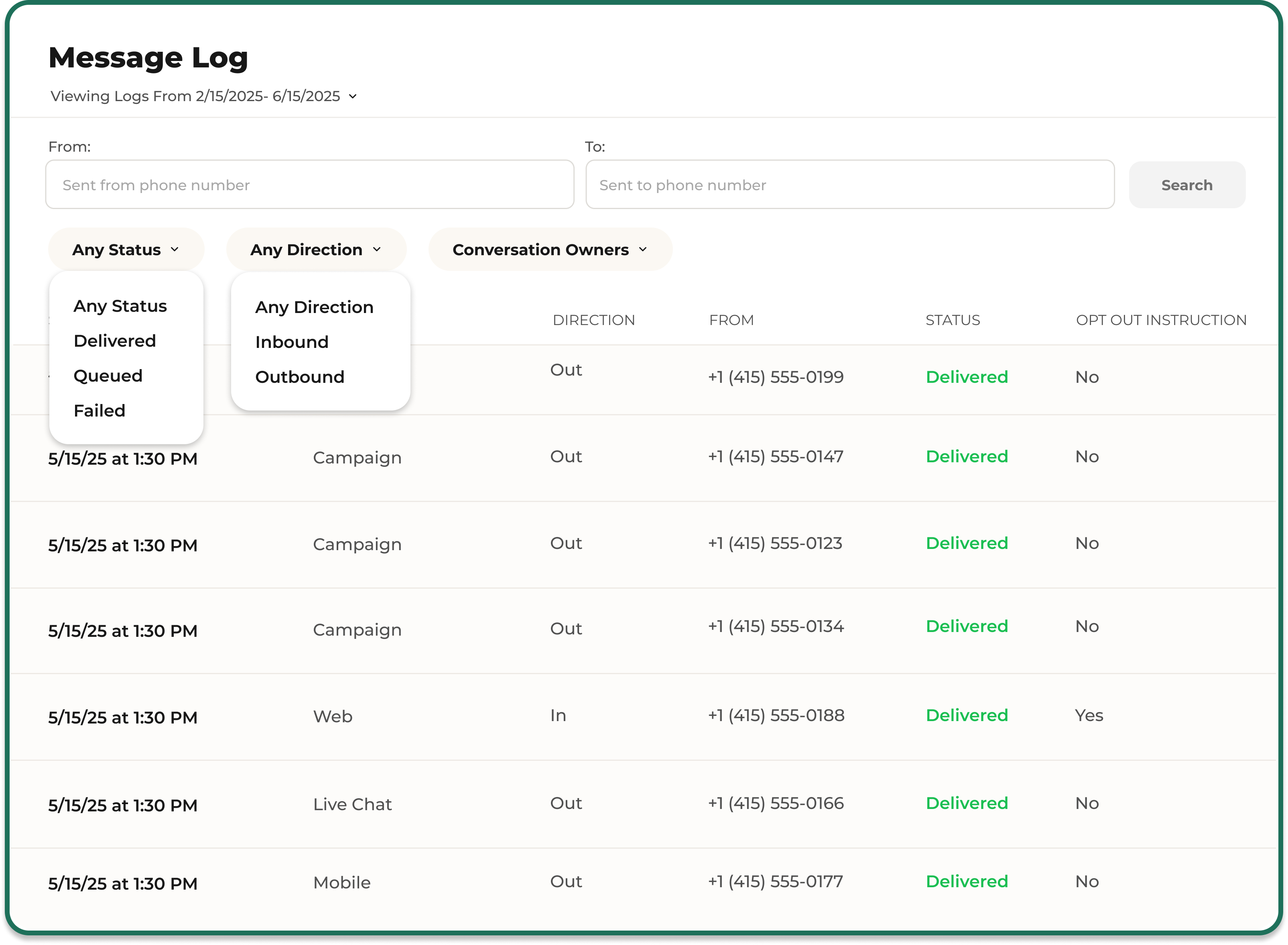 Message delivery tracking